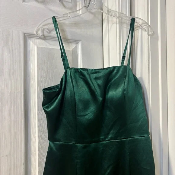 Speechless Y2K Hunter Green Coquette Satin Mini Babydoll Sleeveless Dress Z 13 - Picture 6 of 16